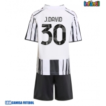 Camisa de Futebol Juventus Jonathan David #30 Equipamento Principal Infantil 2025-26 Manga Curta (+ Calças curtas)